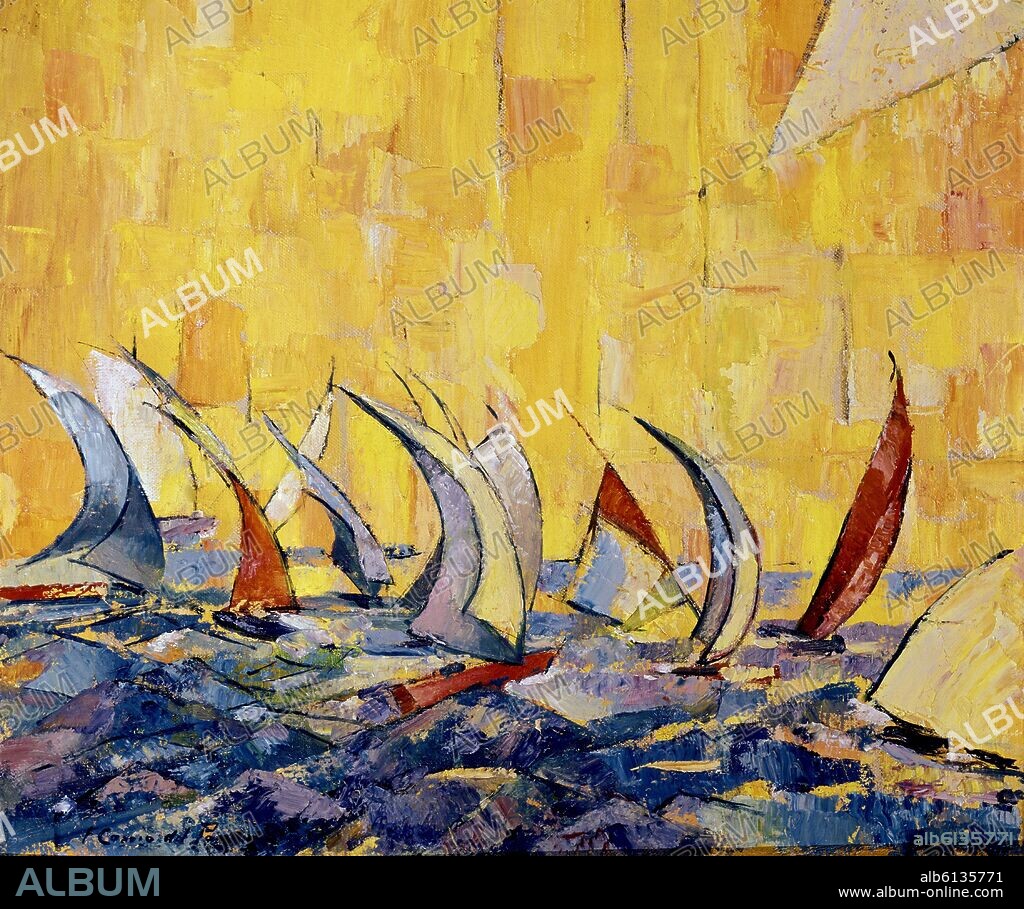 FELIPE COSSIO DEL POMAR (1888-1981). BARCOS DE VELA EN REGATA.
