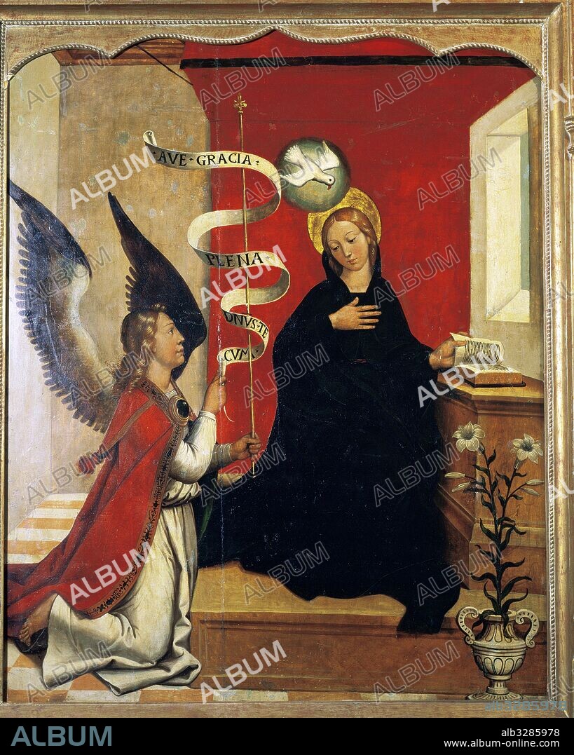 Juan de Borgoña (Ducado de Borgoña, h.1470-Toledo, 1535). Pintor español de origen francés, activo en Toledo entre 1495 y 1536. LA ANUNCIACION, hacia 1520. Tabla. Tamaño: 130 x 105 cm. Museo de la Universidad. Escuelas Menores. Salamanca. Castilla-León. España.