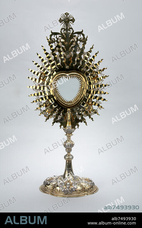 Silversmithing, Augsburg, master Michael Mair (died 1714), around 1695/1700. - Monstrance from the Poor Clares monastary Wittichen. - Reverse. Silver, partially gilded, coloured stones, height 67.5 cm. Wittichen (Kaltbrunn, community Schenkenzell, Baden-Württemberg), Wittichen Monastery.