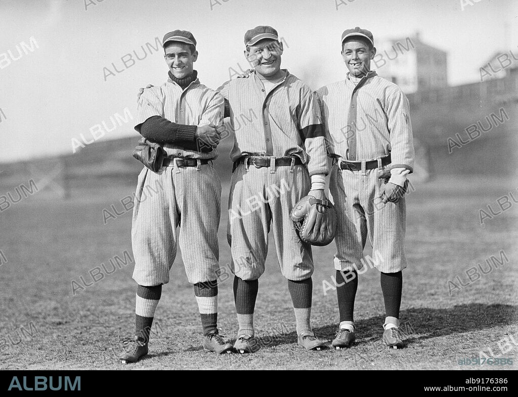 HARRIS & EWING. Jack Calvo, William "Germany" Schaefer, And Merito Acosta, Washington Al (Baseball), ca. 1913.