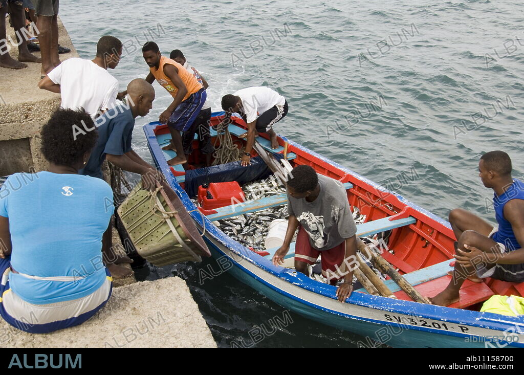 At the fish market, Mindelo, Sao Vicente, Cape Verde Islands, Africa.