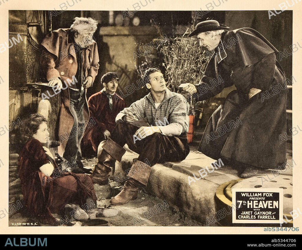 CHARLES FARRELL y JANET GAYNOR en EL SÉPTIMO CIELO, 1927 (SEVENTH HEAVEN), dirigida por FRANK BORZAGE. Copyright FOX FILMS.