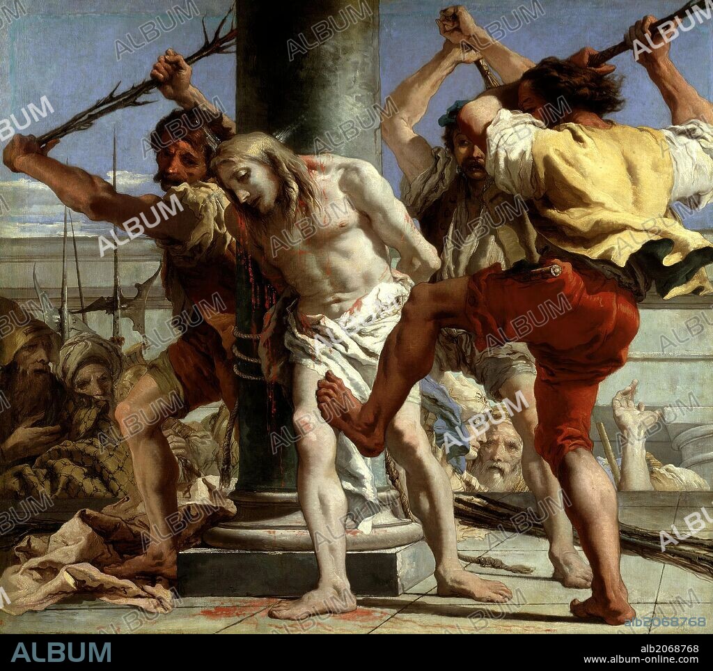 Giandomenico Tiepolo / 'Cristo a la Columna', 1772, Escuela Italiana, Óleo sobre Lienzo, 124 cm x 144 cm, P00356.