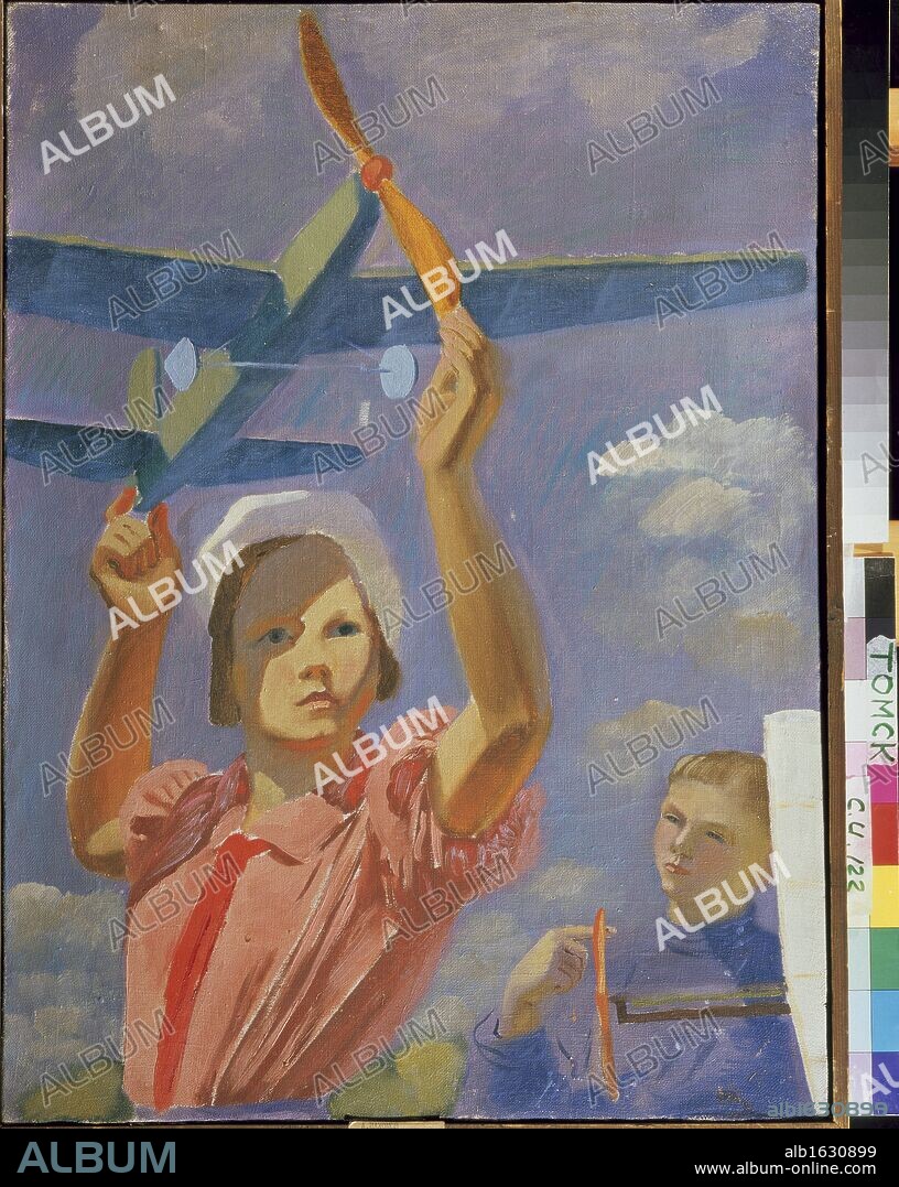 ALEXEI PAKHOMOV. Model Aircraft Constructor by Aleksej Fedorovic Pahomov, oil on canvas, 1936, 1900-1973, Russia, Tomsk Regional Arts Museum.