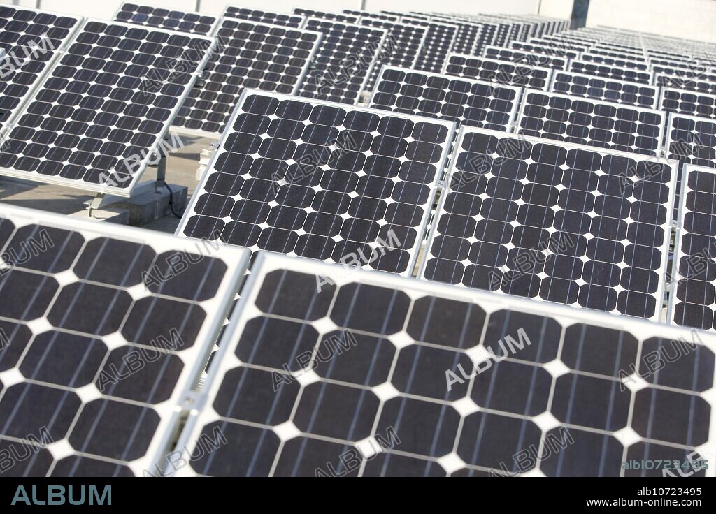 Solar panels. Ficoba. Irun, Gipuzkoa, Basque Country, Spain.