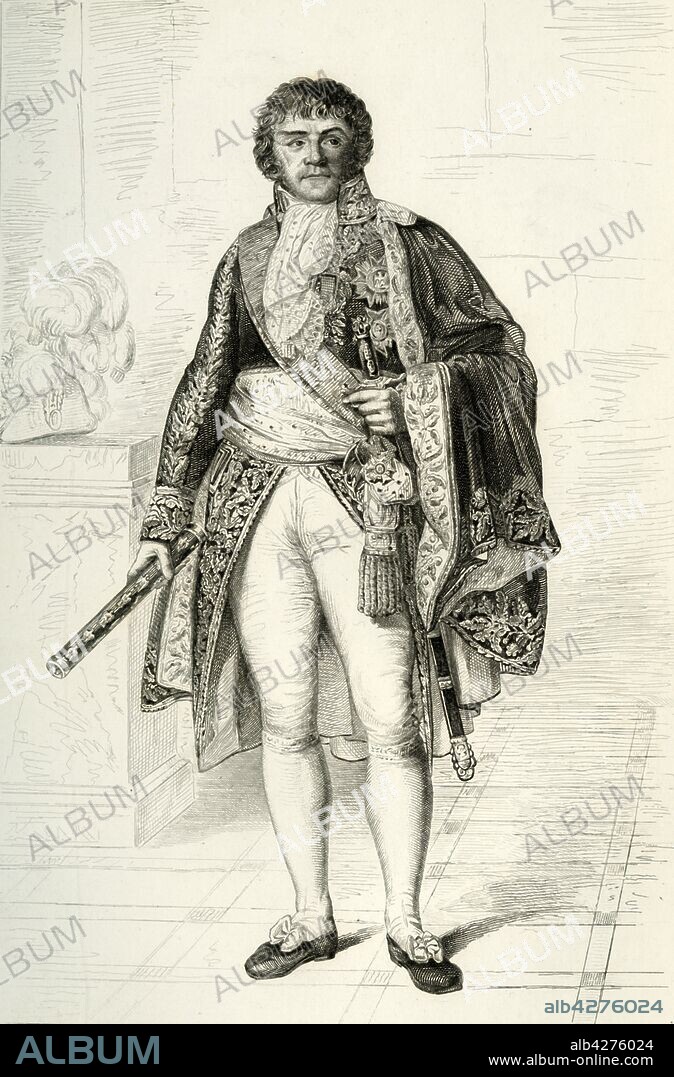 FRANCOIS PIGEOT. François Joseph Lefebvre, 1804, (1839). 'Lefebvre (François Joseph) Duc de Dantzick, Maréchal de France'. Portrait of François Joseph Lefebvre (1755-1820), Duke of Danzig, a Marshal of France during the Napoleonic Wars. From "Galerie Des Maréchaux De France. Dédiée à l'Armée de Terre et de Mer" (Gallery of the Marshals of France. Dedicated to the Army of Land and Sea), by Charles Gavard. [De Fain, Paris, 1839].