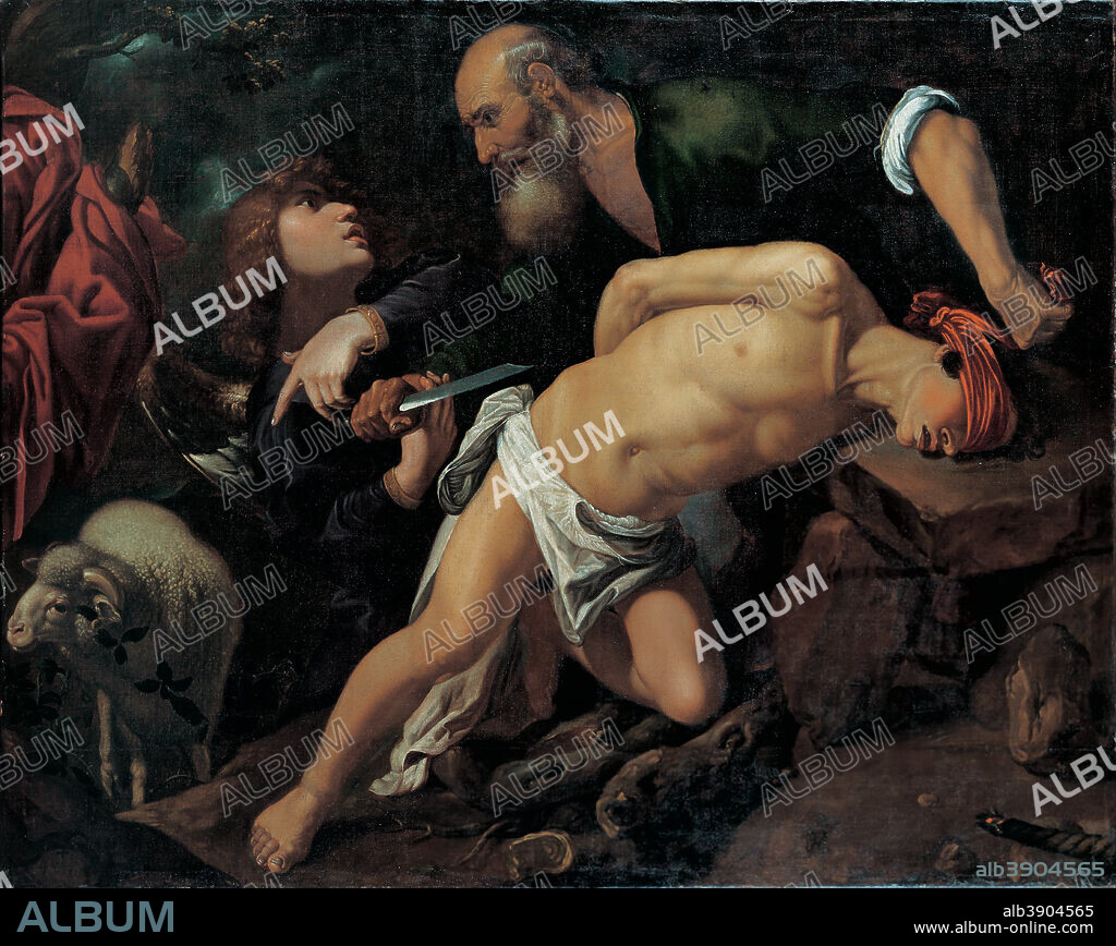 PEDRO ORRENTE. El sacrificio de Isaac / The Sacrifice of Isaac. Date/Period: Ca. 1616. Painting. Oil on canvas. Height: 133.5 cm (52.5 in); Width: 167 cm (65.7 in).