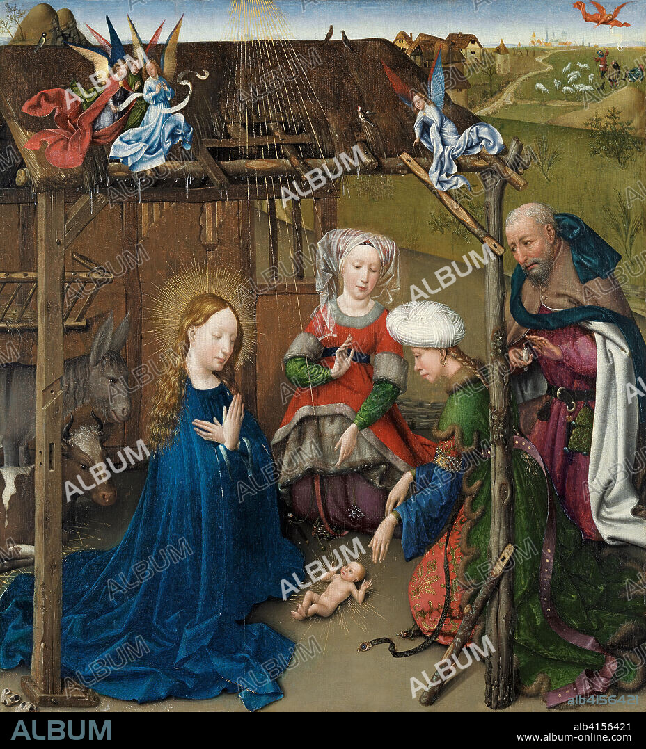 Jacques Daret (Tournai, c. 1400/1405- c. 1468). La Adoración del Niño (c. 1434-35). Óleo sobre tabla. 59,5 x 53 cm.