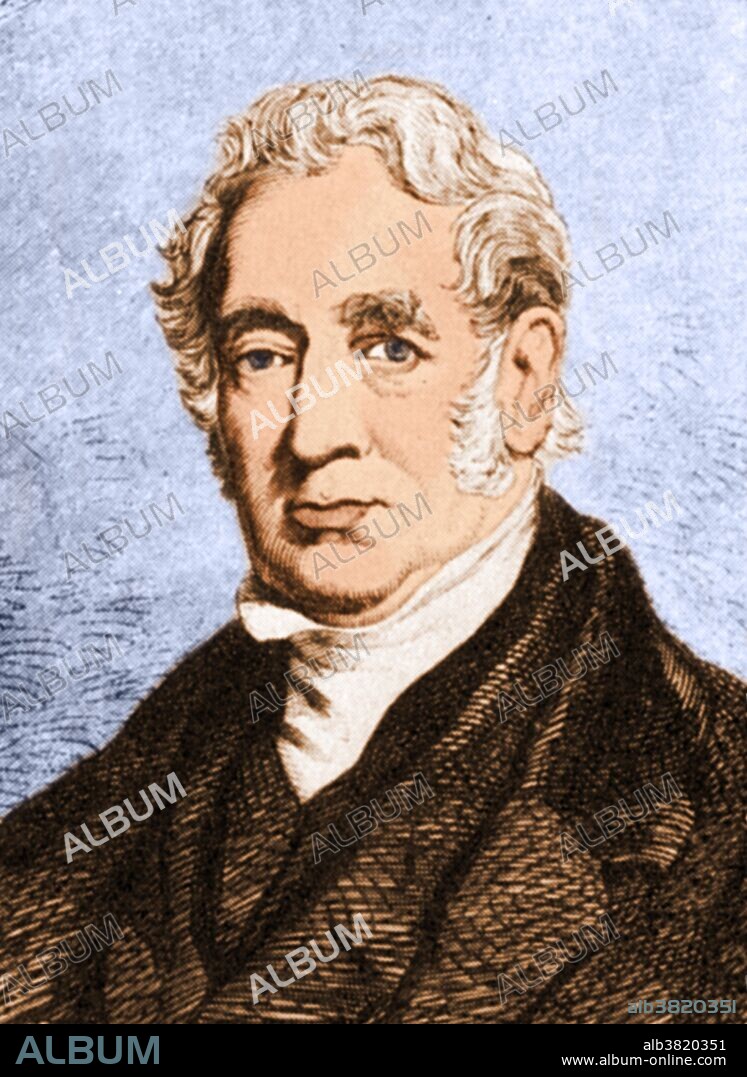 George Stephenson (June 9, 1781 - August 12, 1848) was an English civil engineer renowned as the "Father of Railways". In 1821, a parliamentary bill was passed to allow the building of the Stockton and Darlington Railway. The rails used for the line were wrought-iron, could be produced in longer lengths than cast-iron and were less liable to crack under the weight of heavy locomotives. Through experimentation he concluded that railways should be kept as level as possible. The railway was a success and he was offered the position of chief engineer for a wide variety of other railways. Many of the first American railroad builders came to Newcastle to learn from him and many locomotives were purchased from the Stephenson shops. He was farsighted in realizing that the individual lines being built would eventually be joined together, and would need to have the same gauge. The standard gauge used throughout much of the world is due to him. He contracted pleurisy and died, in 1848 at the age of 67.