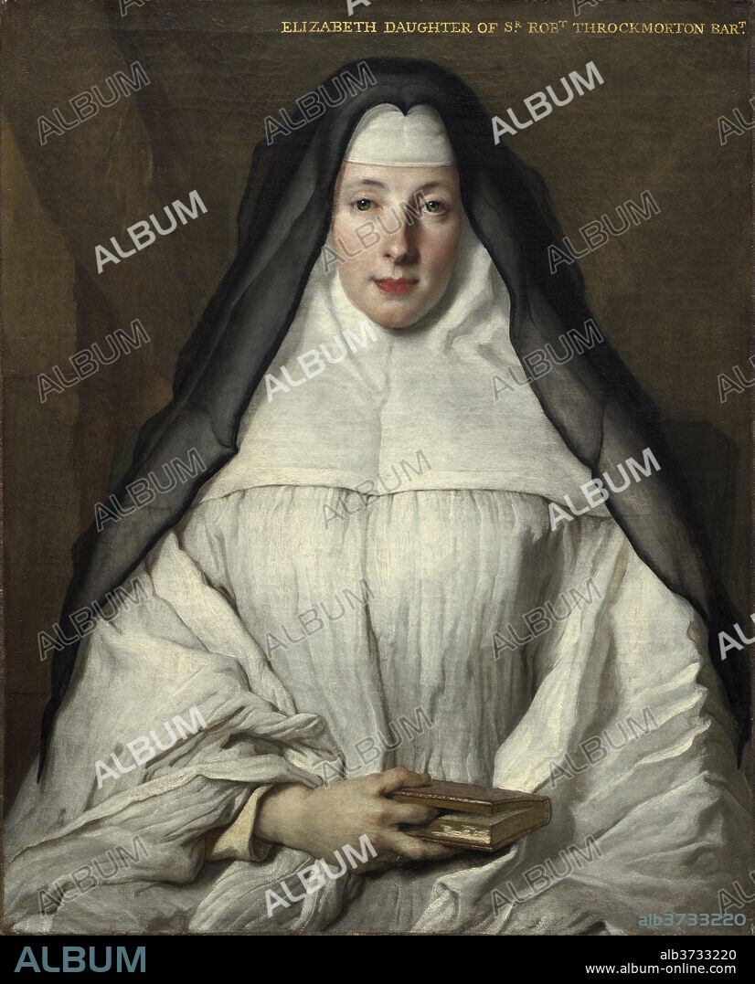 NICOLAS DE LARGILLIERRE. Elizabeth Throckmorton, Canoness of the Order of the Dames Augustines Anglaises. Dated: 1729. Dimensions: overall: 81.5 x 65.7 cm (32 1/16 x 25 7/8 in.)  framed: 115.6 x 89.5 cm (45 1/2 x 35 1/4 in.). Medium: oil on canvas.