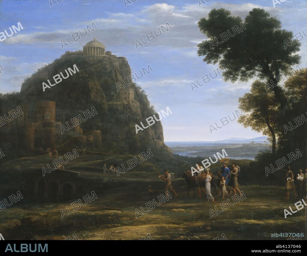 View of Delphi with a Procession. Claude Gellée, called Claude Lorrain; French, 1600-1682. Date: 1673. Dimensions: 101.6 × 127 cm (40 × 50 in.). Oil on canvas. Origin: France.