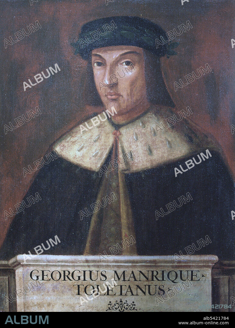 MANRIQUE , JORGE. POETA ESPAÑOL . PAREDES DE NAVA 1440 - 1479. OLEO DE JUAN DE BORGOÑA. BIBLIOTECA POPULAR DE TOLEDO.