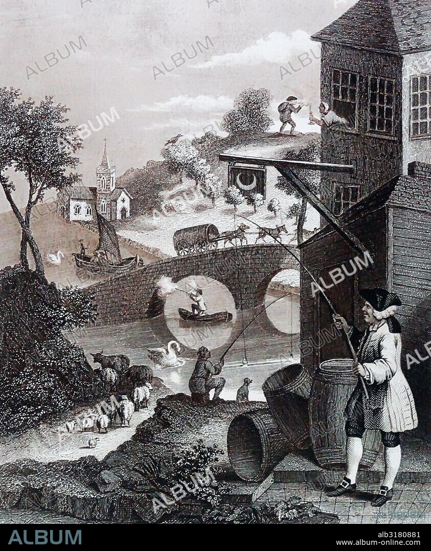 Satire on False Perspective is the title of an engraving produced by William Hogarth in 1754 for his friend Joshua Kirby's pamphlet on linear perspective. Hogarth (1697 – 1764). English painter, printmaker, pictorial satirist.