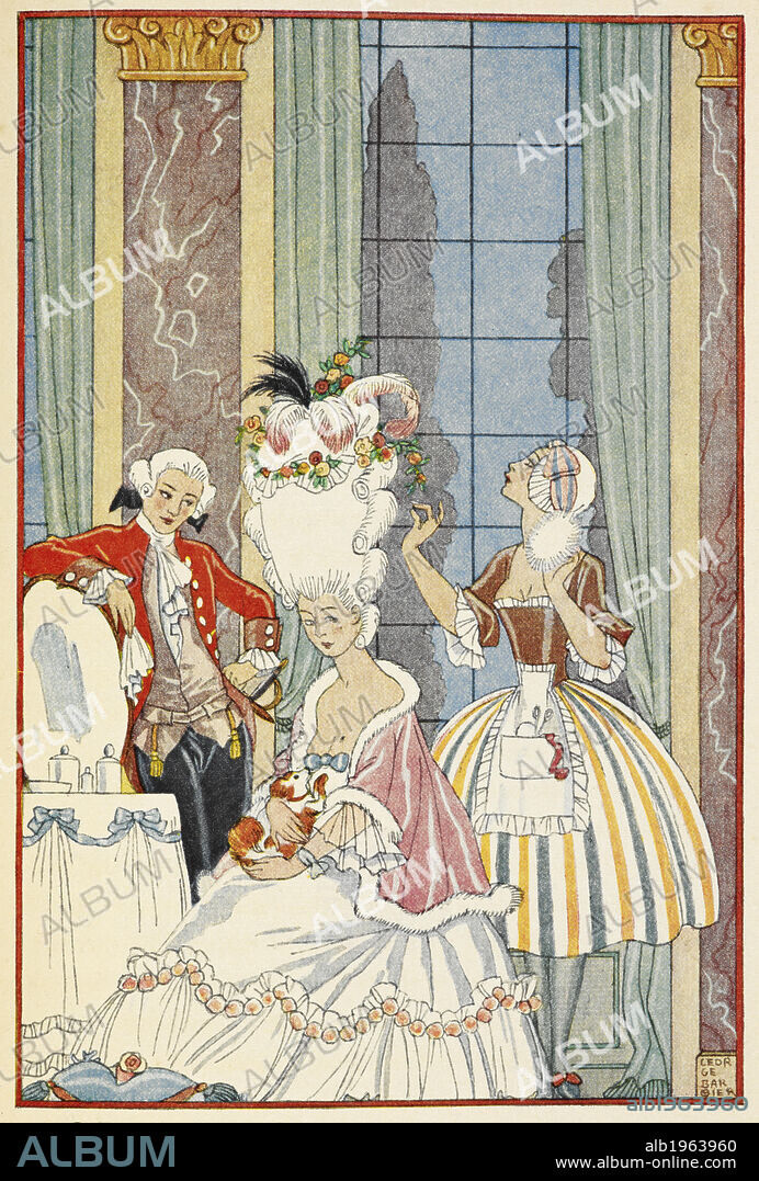 French aristocracy of the eighteenth century (La France au 18me siecle. ) Colour illustration. Author Richard Le Gallienne, Illustrated by George Barbier.
