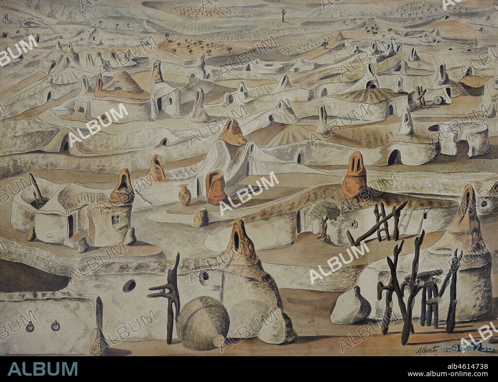 ALBERTO SÁNCHEZ PÉREZ. Alberto (Alberto Sánchez Pérez) (1895-1962). Artista español. Benimámet, 1937. Acuarela y tinta sobre papel, 52,5 x 73 cm. Museo Nacional Centro de Arte Reina Sofía. Madrid. España.