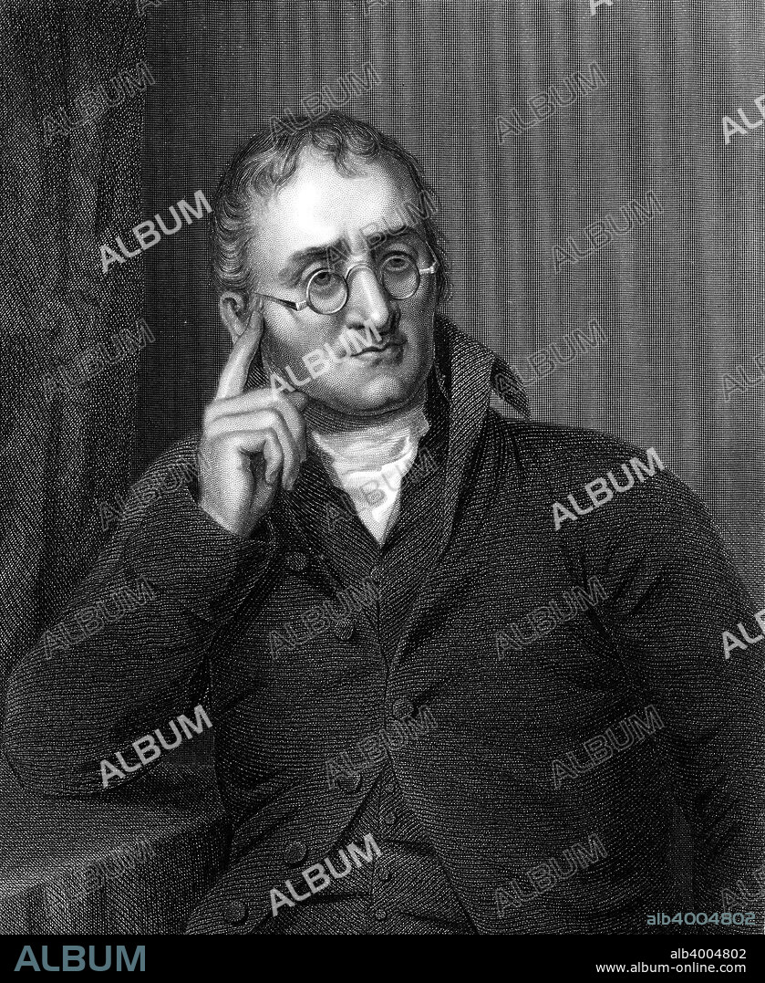 John Dalton, English chemist, c1860. Dalton (1766-1844) was born near Cockermouth, Cumbria. In 1794 he described colour blindness (Daltonism) from which both he and his brother suffered. He also proposed an atomic theory (1808) and studied gases. As a Quaker Dalton was unable to attend an English university. He supported himself as a schoolmaster and tutor. He kept a meteorological diary for many years and amassed some 200,000 observations. From Chemistry by J Sheridam Muspratt. (London, c1860).