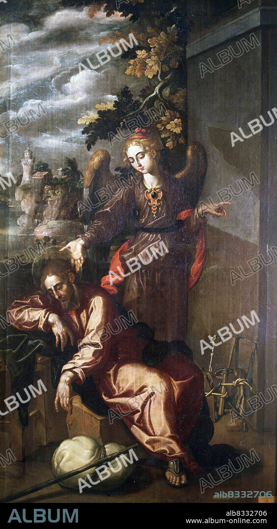 FRANCISCO PACHECO. PACHECO , FRANCISCO. PINTOR ESPAÑOL . SANLUCAR DE BARRAMEDA 1564 - 1654. " EL SUEÑO DE SAN JOSE " , OLEO. MUSEO BELLAS ARTES SAN FERNANDO . MADRID.