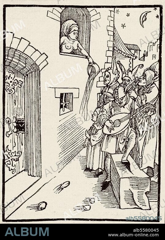 ALBRECHT DÜRER. Brant, Sebastian; Dichter und Humanist. um 1457/58 - 1521. Werke: Das Narrenschiff. Die Venusnarren. Holzschnitt, Albrecht Dürer (1471-1528). zugeschrieben. Gedruckt bei Johann Bergmann von Olpe, Basel 1494.