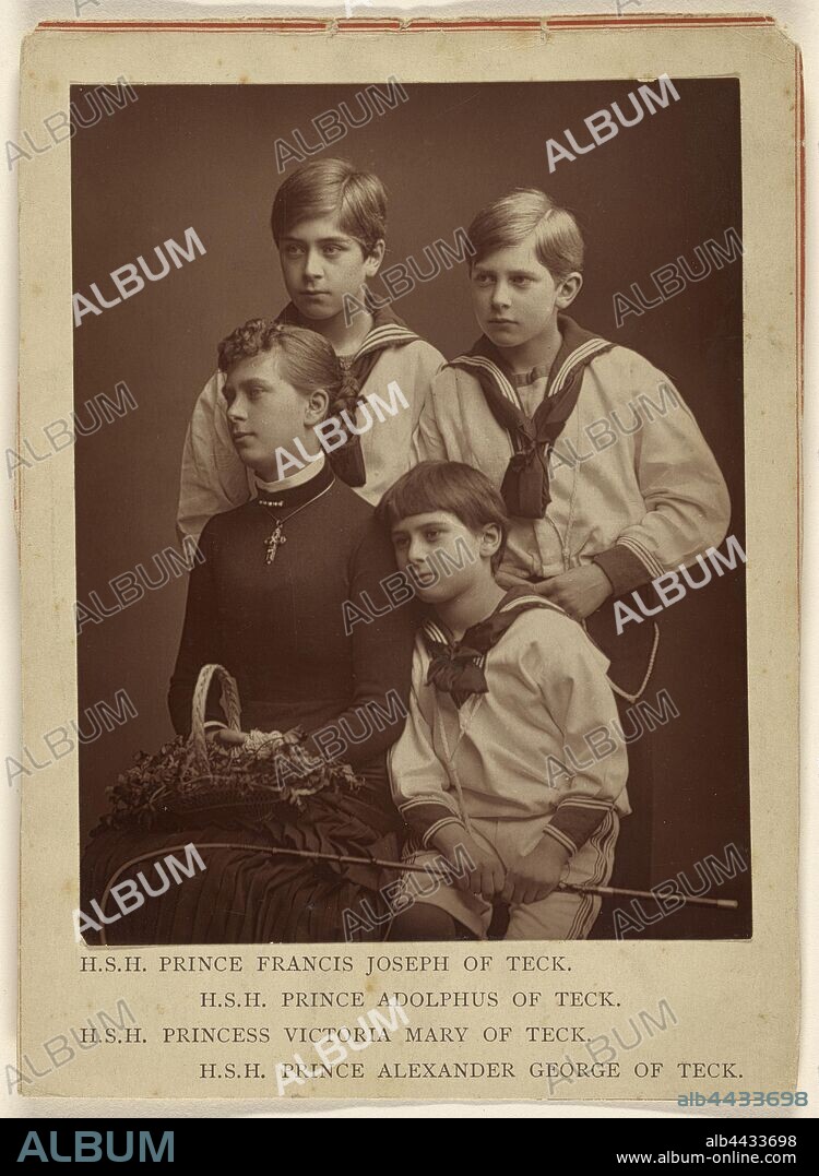 H.S.H. Prince Francis Joseph of Teck...Prince Adolphus of Teck...Princess Victoria of Teck...Prince Alexander George of Teck., Attributed to James Russell & Sons, about 1885, Woodburytype.