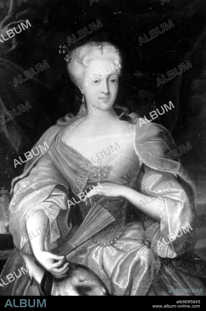 Maria Theresa, Archduchess of Austria, as a young woman (1717-1780). The first and only female head of the Habsburg dynasty. She was Archduchess of Austria, and Queen of Hungary and Bohemia and ruler of other territories, from 1740. Frederick the Great by Nancy Mitford, page 88.. Frederick the Great by Nancy Mitford page 88.