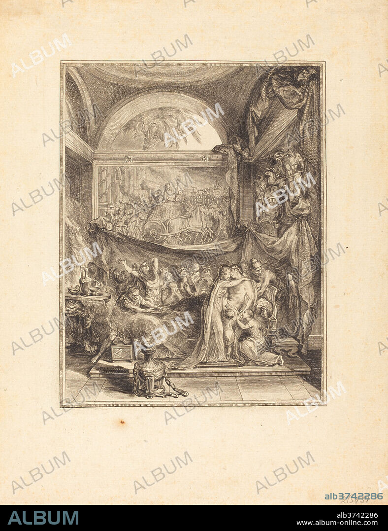 GABRIEL JACQUES DE SAINT-AUBIN. La mort de Germanicus. Medium: etching and engraving.