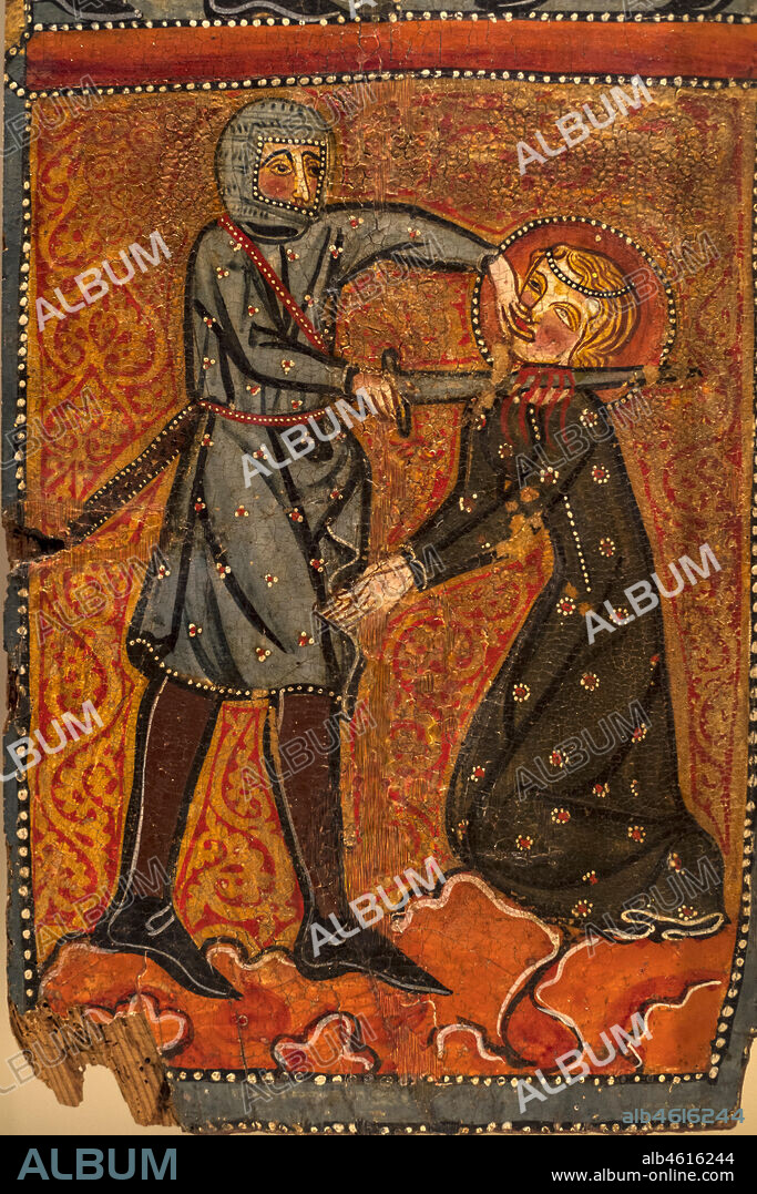 Gothic medieval art in the National Art Museum of Catalonia,Barcelona,Spain.anonymous catalan, tables of the martyrdom of Saint Lucia (1300 AC).