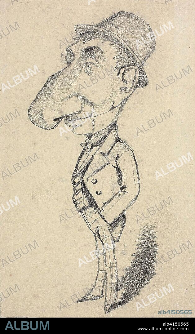 Caricature of a Man with a Large Nose. Claude Monet; French, 1840-1926. Date: 1855-1856. Dimensions: 248 × 152 mm. Graphite on greenish-gray wove paper. Origin: France.