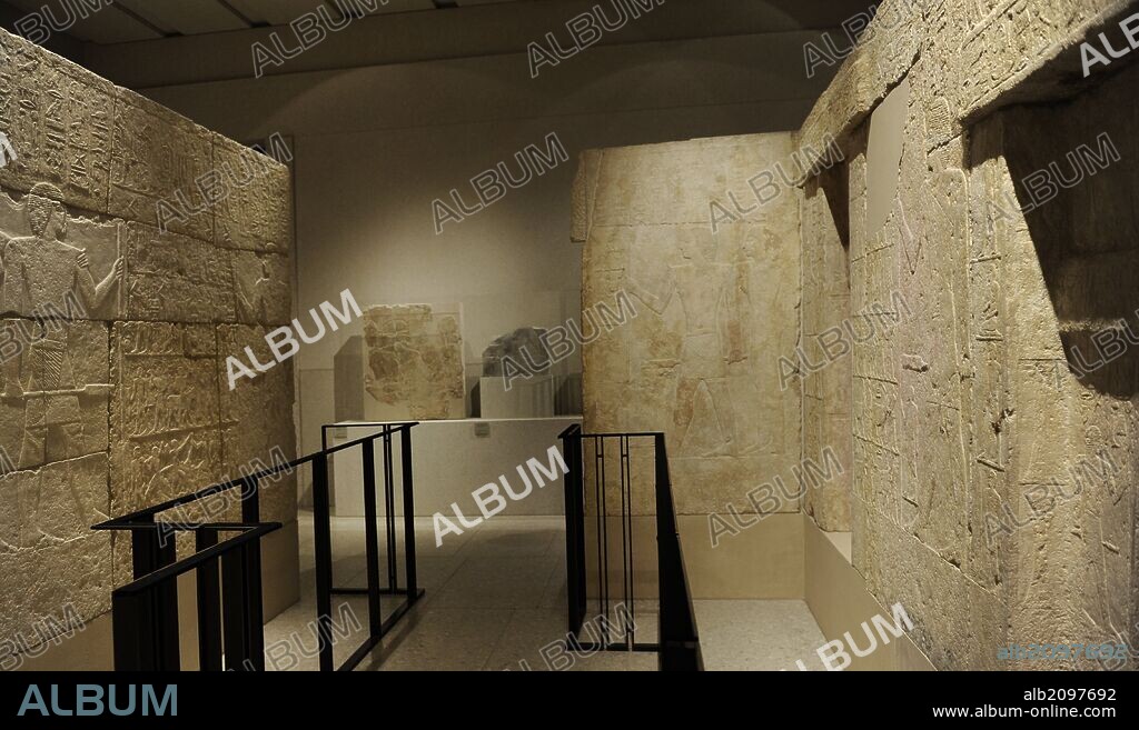 Ancient Egypt. Burial chamber of Methen or Metjen (high official). 4th Dynasty, c. 2575 BC. Limestone. Mastaba 6. Necropolis of north Sakkara. Old Kingdom. Neues Museum (New Museum). Berlin, Germany.
