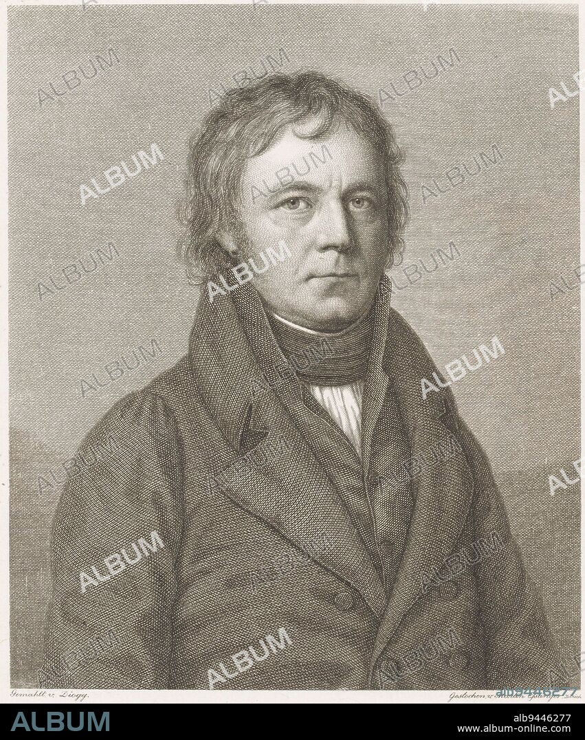 Portrait of Leander van Ess, Martin Esslinger, after Felix Maria Diog, 1803 - 1841, print maker: Martin Esslinger, (mentioned on object), after: Felix Maria Diog, (mentioned on object), 1803 - 1841, paper, steel engraving, h 172 mm × w 124 mm.