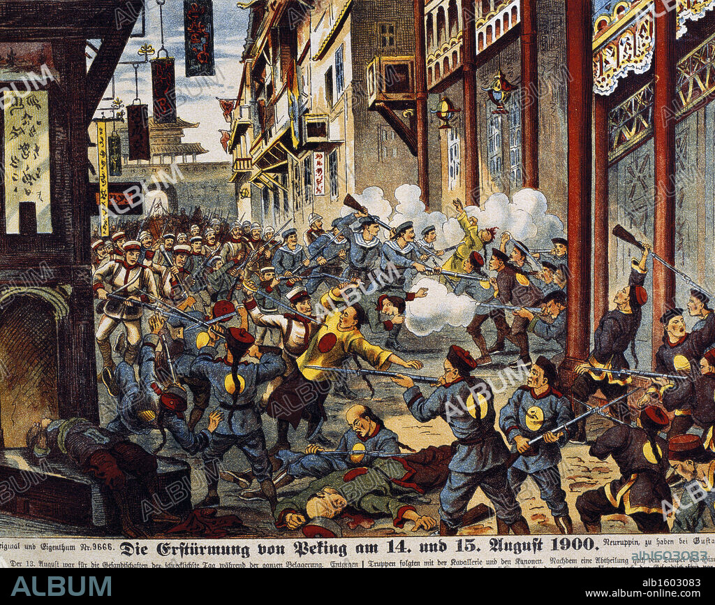 WORLD HISTORY / ASIA. Boxer Rebellion: Battle in Peking, Aug.14-15, 1900  Artist Unknown.