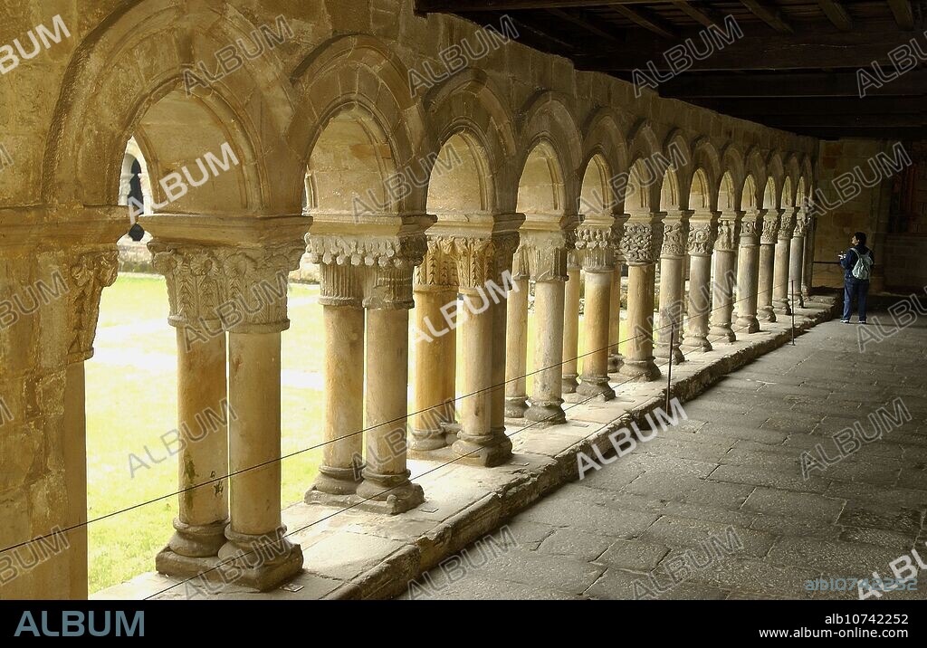 Cloister of Romanesque collegiate church. Santillana del Mar. Cantabria, Spain.