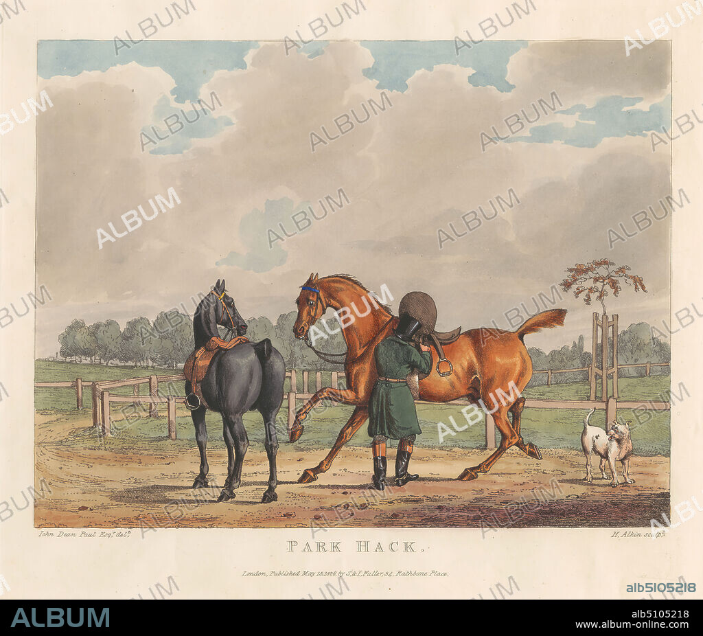 Horses set of six: 4. Park Hack, Henry Thomas Alken, 17851851, British, after Sir John Dean Paul, 17751852, British, 1826, Hand colored soft-ground etching, Sheet: 8 3/8 x 9 3/4in. (21.3 x 24.8cm).