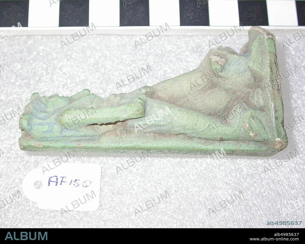 statue, god, Nefertem, standing, lion, amulet, god, faience, 7,8 cm, Egypt.