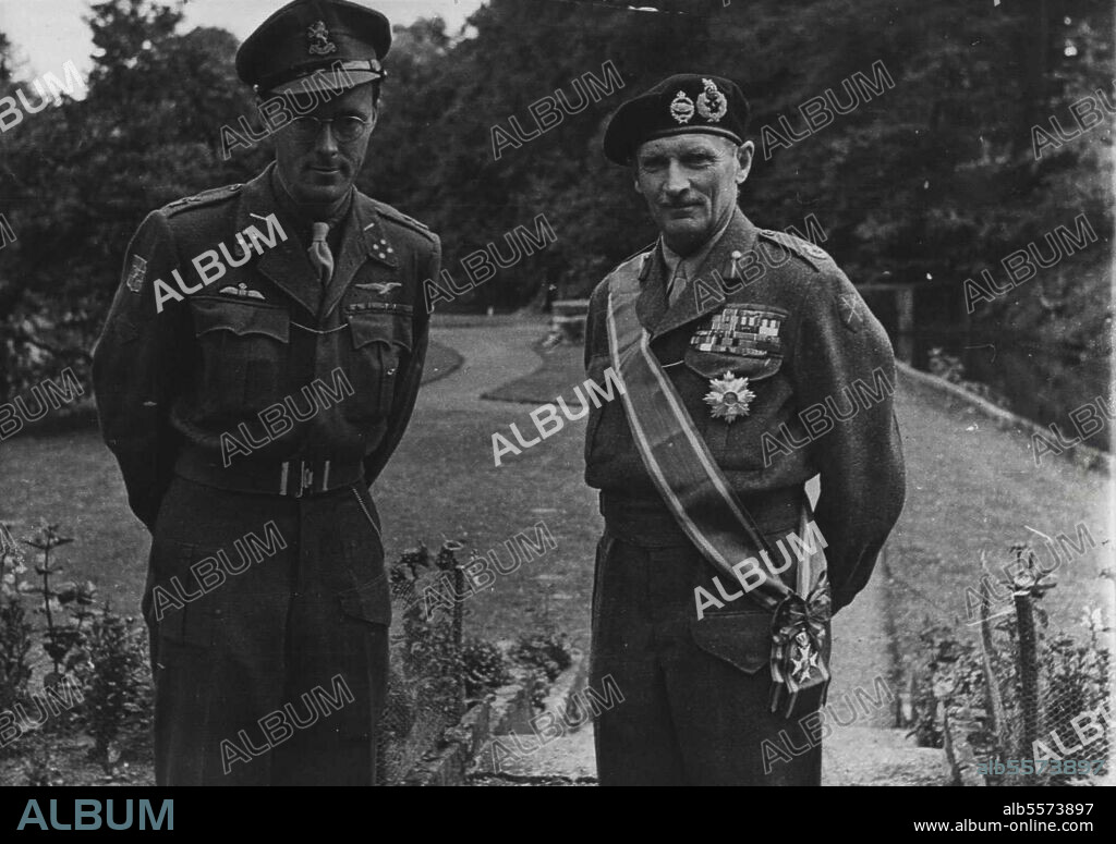 British "Lion of the Netherlands": Prince Bernhardt of the Netherlands with "Monty" after presenting him with the Dutch order at the British Army headquarters in Germany.Liberated Europe has been proud to honour "Monty" for the great part he and his men played in restoring freedom to an enslaved Continent. Queen Wilhelmina awarded the Field Marshal the Royal Order of the Lion of the Netherlands, one of the highest honours in the Netherlands. September 04, 1945. (Photo by British Official Photograph).