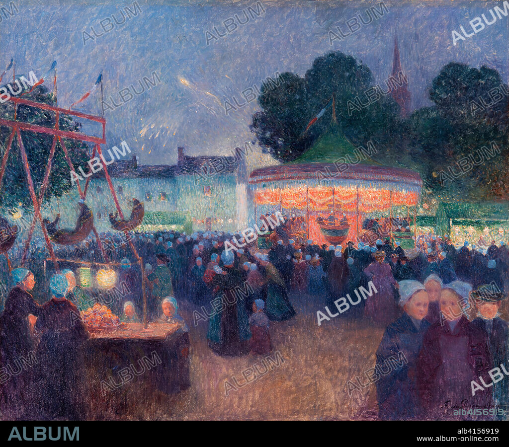 Ferdinand Du Puigaudeau (Nantes, 1864-Le Croisic, 1930). Night Fair at Saint-Pol-de-Léon (ca. 1894 - 1898). Oil on canvas. 60 x 73 cm.