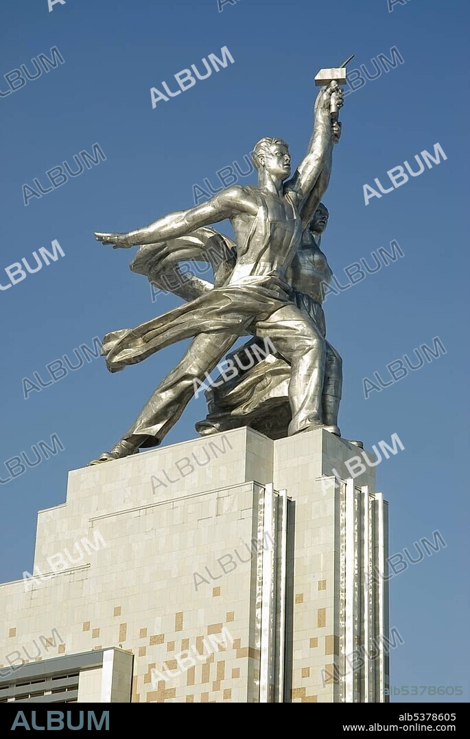 Monument to Worker and Peasant Woman, by Soviet sculptor Vera Muhina, created in 1937 and restored in 2009, Moscow, Russia, Europe.