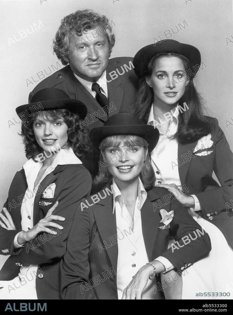 Kathy Witt (left), Pat Klous (bottom), Connie Sellecca (right), Howard Platt (top), Publicity portrait for the TV Series, "Flying High ", CBS-TV, 1978.