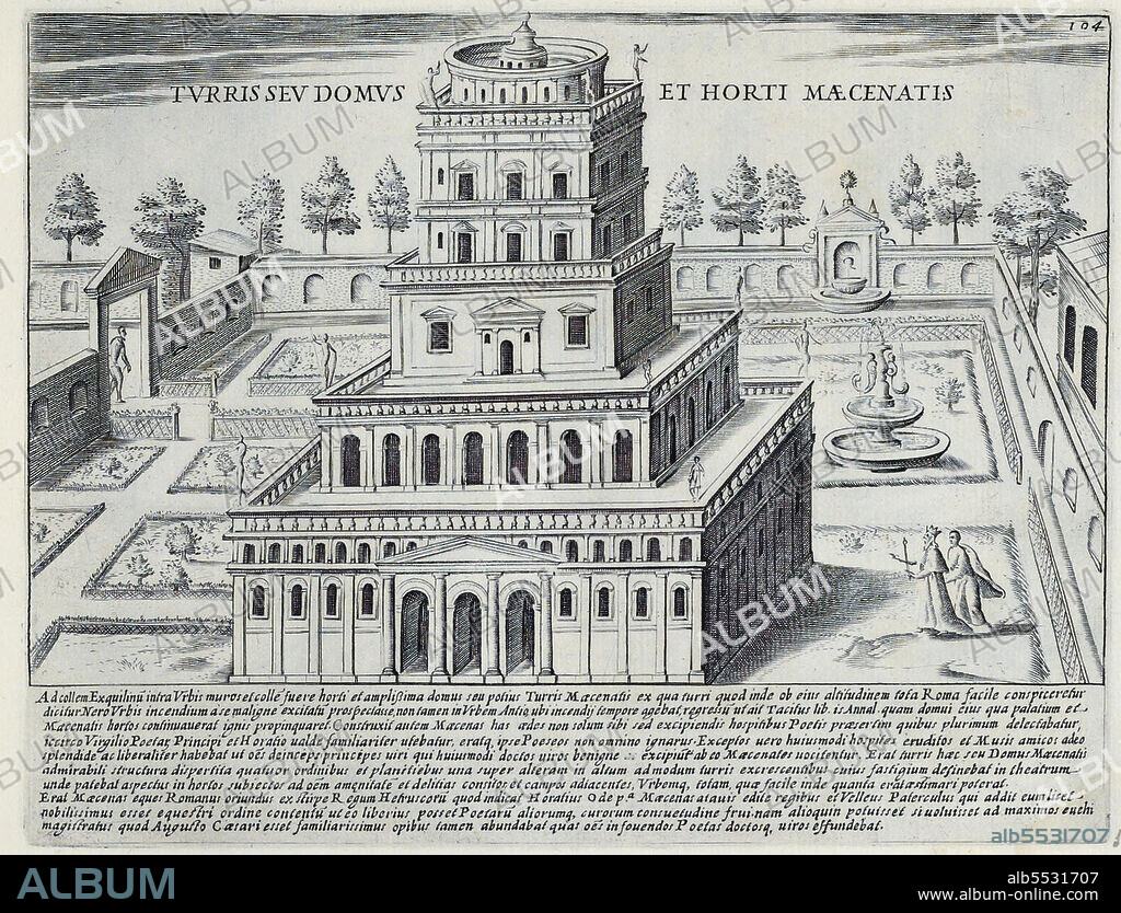 Die Garten des Maecenas, oder Horti Maecenatis, erbaut von Gaius Maecenas, historisches Rom, Italien, Splendore Dell' Antica Roma: The Splendors of Rome, Circa 1625 .