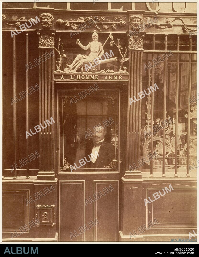 EUGENE ATGET (PHOTOGRAPHE). Cabaret de l'Homme Armé, 25 rue des Blancs-Manteaux. Artist: Eugène Atget (French, Libourne 1857-1927 Paris). Dimensions: Image: 21.3 x 17.4 cm (8 3/8 x 6 7/8 in.)
Mount: 35.4 x 27.3 cm (13 15/16 x 10 3/4 in.). Date: 1900.