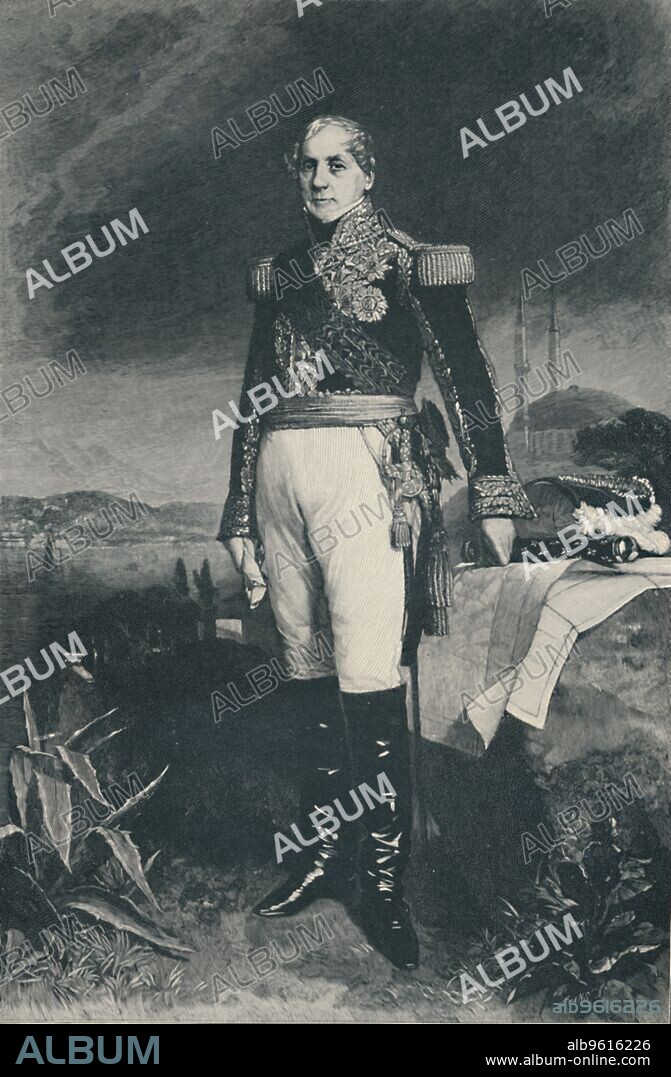 JW EVANS. 'François-Horace, Count Sébastiani', c1800, (1896). Horace François Bastien Sébastiani de La Porta (1771-1851) was a French soldier, diplomat, and politician. Engraving after the painting by MF Winterhalter. From Life of Napoleon Bonaparte, Volume II, by William Milligan Sloane. [The Century Co., Macmillan & Co., Limited, New York & London, 1896].