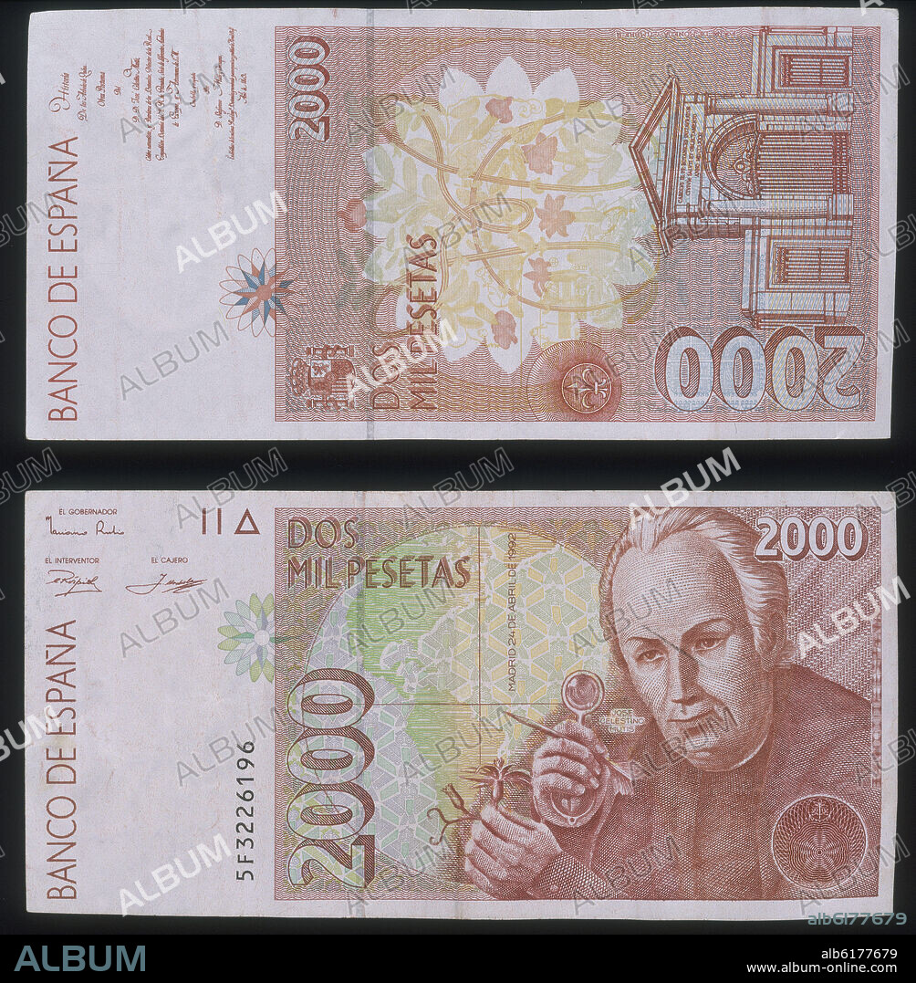 BILLETE DE DOS MIL PESETAS - ANVERSO Y REVERSO.