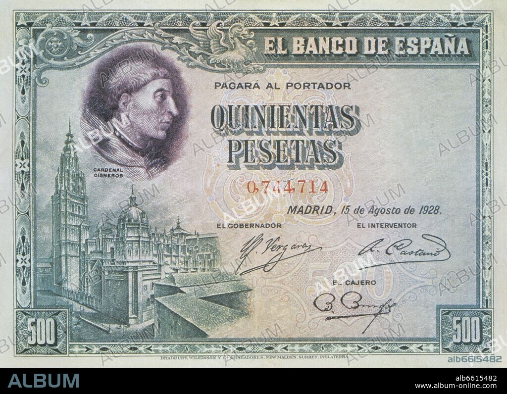BILLETE DE 500 PESETAS - BANCO DE ESPAÑA - EMISION DEL 15 DE AGOSTO DE 1928.