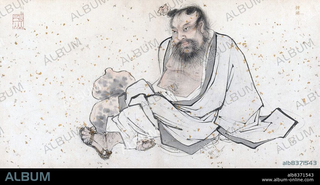 Zhongli Quan, also known as Han Zhongli and whose courtesy name was Jidao, is a Chinese mythological character and one of the Eight Immortals. Zhongli Quan was believed to have been born in the Han Dynasty, in Yanjing.<br/><br/>. It is said that during his birth, bright beams of light filled the labour room, and that after he was born he did not stop crying for seven full days. His distince features marked him out for greatness however, and he began speaking fluently either after seven days or seven years. He followed in his father's footsteps and became a member of the imperial court, becoming a general in the Han army. He fought and was defeated by the Tibetans, causing him to flee into the mountains, where he came across an old man in a spiritual sanctuary. From there he learned the ways of alchemy and immortality.<br/><br/> . Armed with his alchemical knowledge and a magic fan, he began creating silver and gold coins from stones and saved people from famine and poverty. One story tells that his constant use of his magical fan eventually caused his descent into the clouds of immortality. The other story claims that he was meditating in his hermitage when one of the walls collapsed revealing a jade vessel that contained the elixir of immortality.