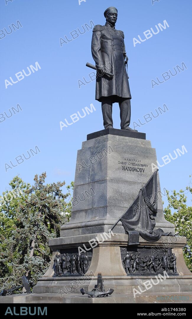 Ukraine. Sevastopol. Monument of Pavel Nakhimov (1802-1855). Russian admiral. By Tomsky and Arefiev.