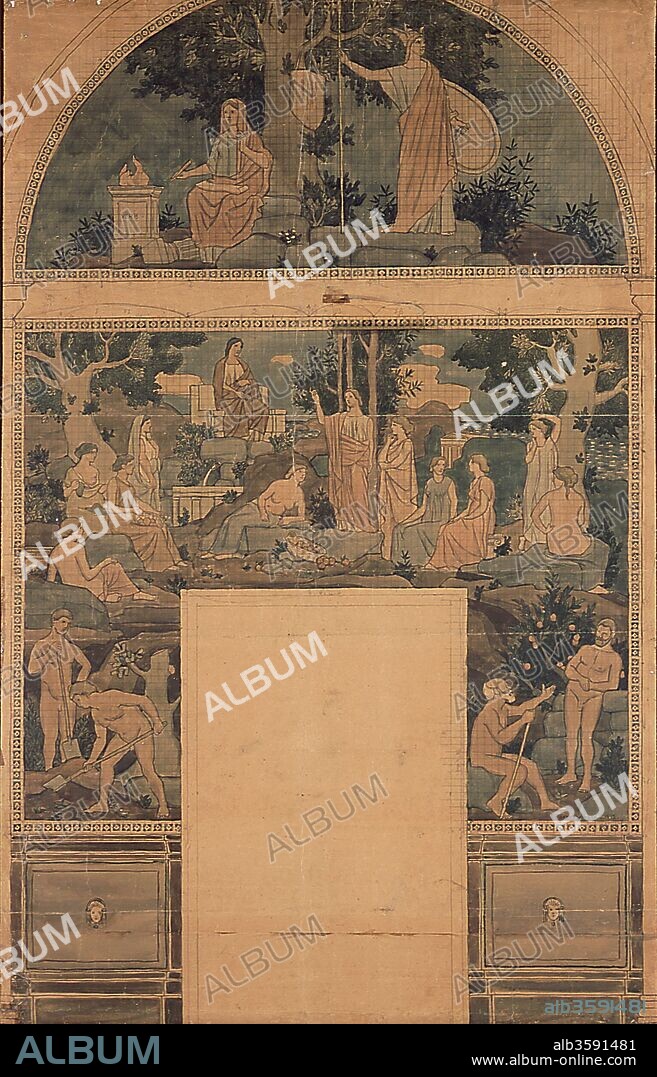 JOAQUIN TORRES-GARCIA. Joaquín Torres García / Bocetos de los frescos del Salón de Sant Jordi. Palau de la Generalitat de Barcelona, 1913-1914.