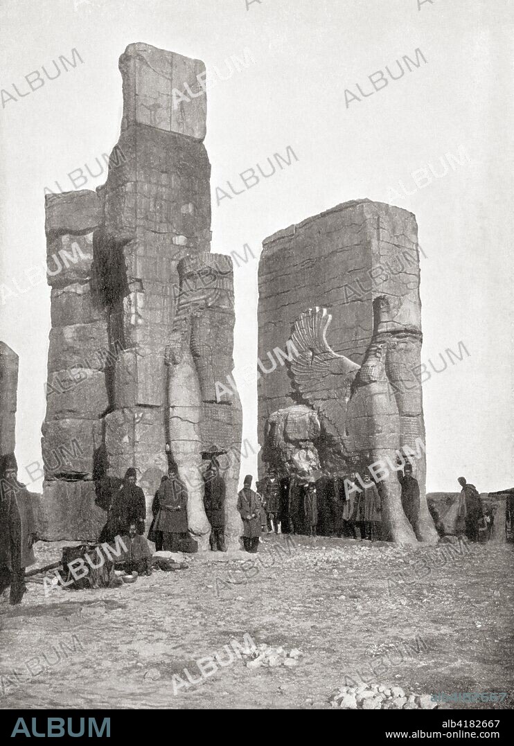 The Gate of All Nations aka Gate of Xerxes, Persepolis, Iran, seen here in the late 19th century.  From The Wonders of the World, published c.1920.