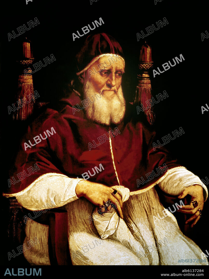RAFAEL SANZIO O RAFAEL DE URBINO. Julius II (Giulio II) (1443-1513), pope from 1503 to 1513. Florence, Offices Gallery.
