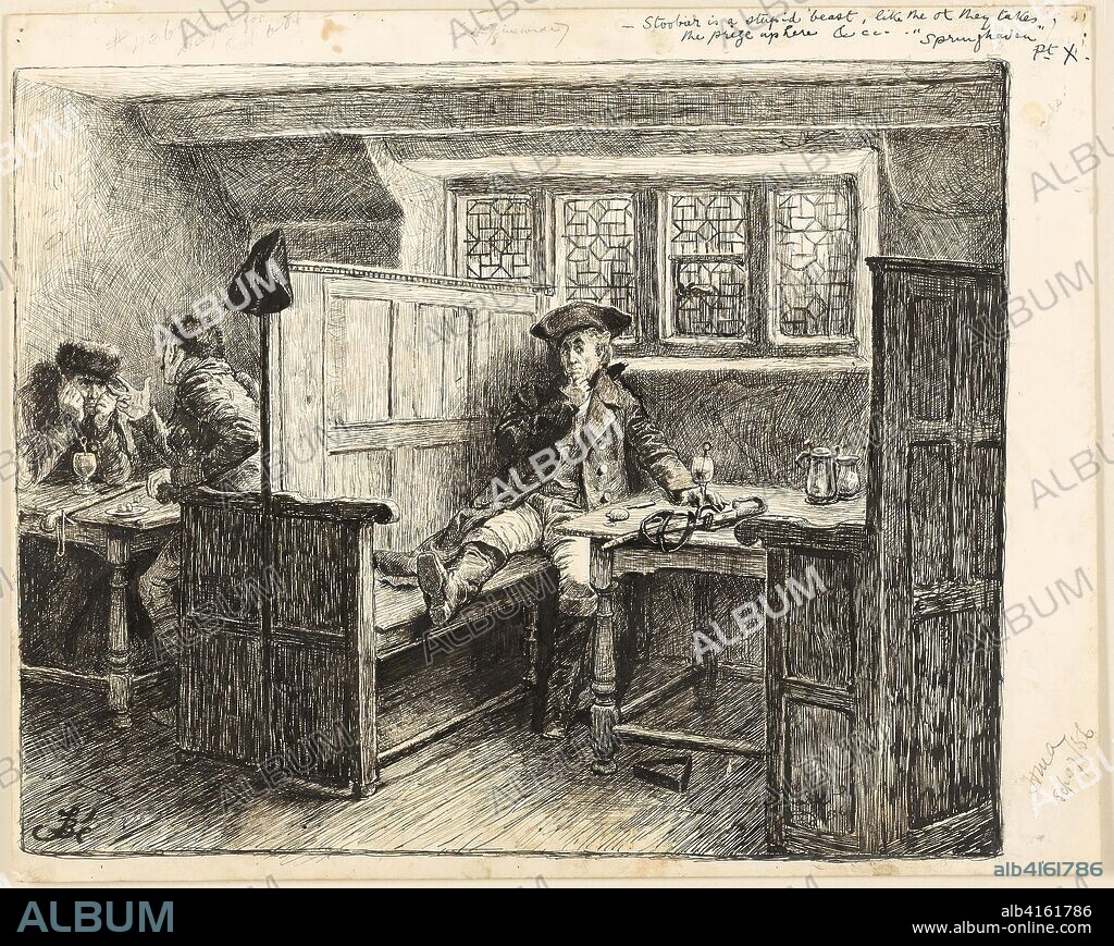 The Eavesdropper. Frederick Barnard; English, 1846-1896. Date: 1881-1891. Dimensions: 303 × 380 mm. Pen and black ink, heightened with varnish, on ivory wove card. Origin: England.
