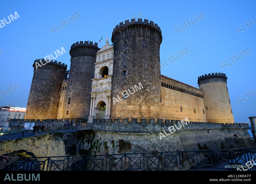 Castel Nuovo (Maschio Angioino), a medieval castle located in front of Piazza Municipio, Naples, Campania, Italy, Europe.