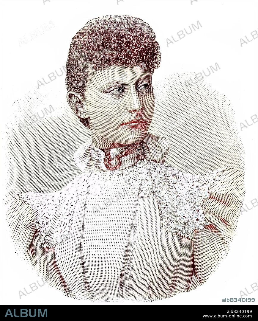 Princess Feodora Victoria Adelaide of Hohenlohe-Langenburg, 1839 ? 1872, a daughter of Ernst I, Prince of Hohenlohe-Langenburg and Princess Feodora of Leiningen / Prinzessin Feodora Victoria Adelaide von Hohenlohe-Langenburg, 1839 ? 1872, eine Tochter von Ernst I., Fºrst von Hohenlohe-Langenburg und Prinzessin Feodora von Leiningen, historical, digital improved reproduction of an original from the 19th century / digitale Reproduktion einer Originalvorlage aus dem 19. Jahrhundert, Originaldatum nicht bekannt, Kolorierung, koloriert, handkoloriert, Hand-colouring, hand coloured, colored.